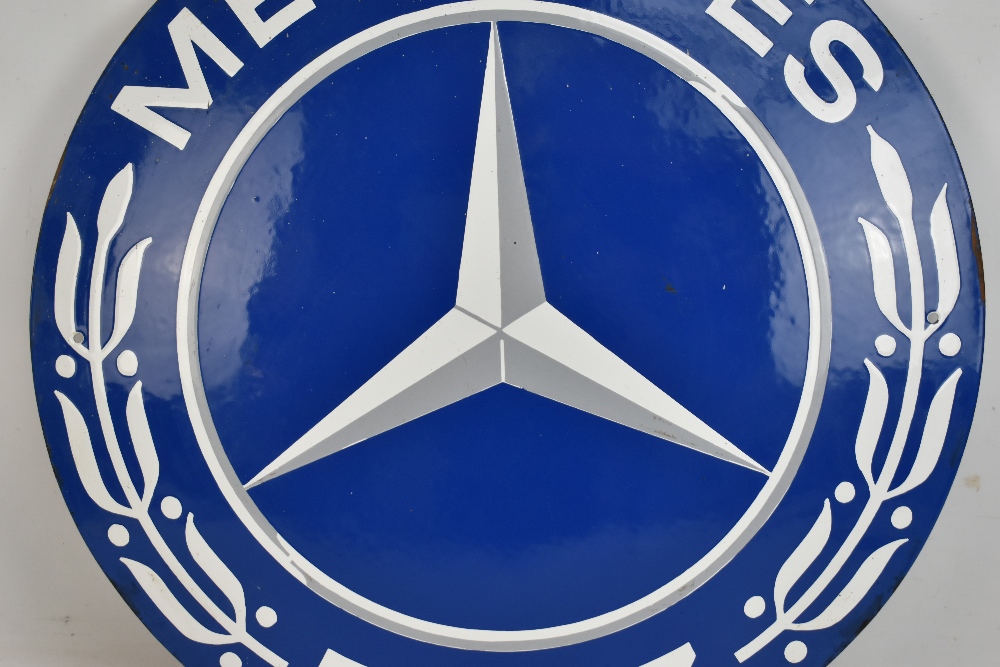 MERCEDES-BENZ; an advertising enamel sign of circular convex form, diameter 60cm.Additional - Image 3 of 5