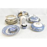 A collection of 19th century and later English and Oriental blue and white ceramics including tureen