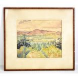 ELIZABETH CAISINE (20TH CENTURY); watercolour, landscape, signed and dated '74 lower right, 31 x