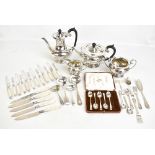 WALKER & HALL; five George VI hallmarked silver teaspoons, Sheffield 1939, together with assorted