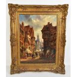 FELICE AUGUSTE REZIA (1866-1906); oil on canvas, Continental street scene, signed and dated 1884