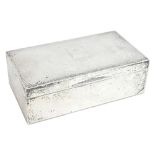 HENRY PERKINS & SONS; a George V hallmarked silver cigarette box of rectangular form with cedar wood