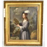 AFTER DAVID TENIERS THE YOUNGER; oil on canvas, ‘The Shepherdess’, portrait of a woman holding a
