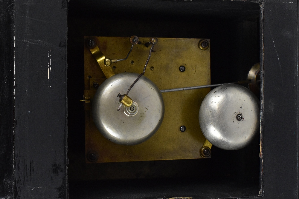 WINTERHALDER & HOFMEIER; a 19th century bracket clock movement in later ebonised case with silver - Image 2 of 2