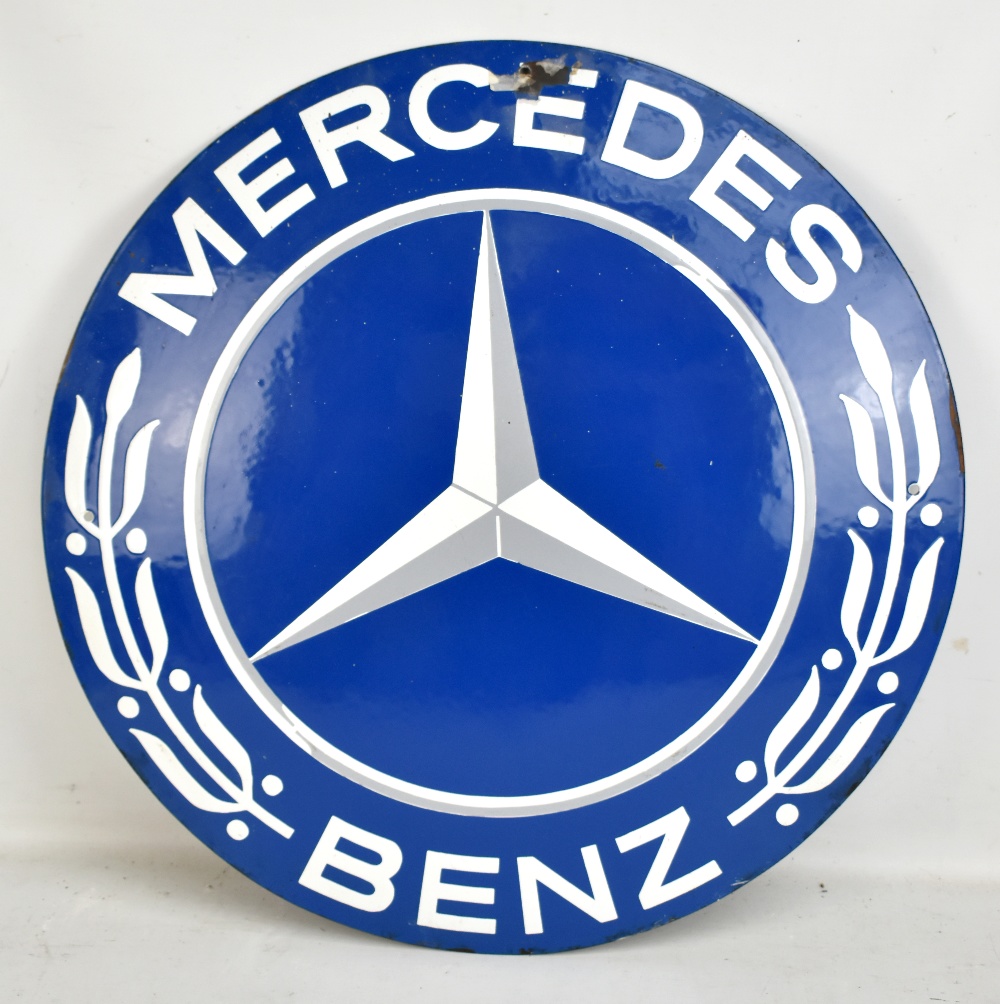 MERCEDES-BENZ; an advertising enamel sign of circular convex form, diameter 60cm.Additional