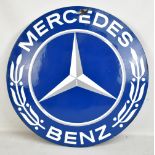 MERCEDES-BENZ; an advertising enamel sign of circular convex form, diameter 60cm.Additional
