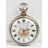 DEACON OF BARTON; a William IV hallmarked silver pair cased key wind pocket watch, the enamelled