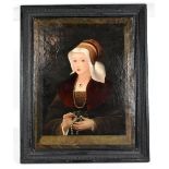 UNATTRIBUTED; oil on canvas, portrait of a woman wearing a bonnet and pearl jewellery, unsigned,