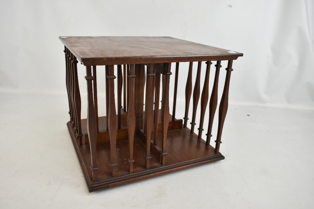 An Edwardian mahogany tabletop revolving bookcase, height 32cm, diameter 39.5cm.Additional - Image 2 of 5