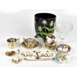 A collection of 19th century and later ceramics and glassware to include a Coalport miniature tea