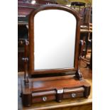 A Victorian mahogany swing toilet mirror with two drawers to the base, width 45.5cm.Additional