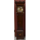An 18th century oak cased longcase clock, the brass face with silvered dial with Roman and Arabic