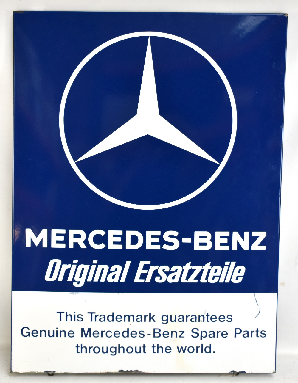 MERCEDES-BENZ; an 'Original Ersatzteile' enamelled advertising sign for genuine Mercedes-Benz