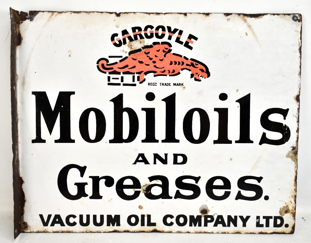 GARGOYLE; an original Mobiloils and Greases enamel sign with flange, 40.5 x 51cm.Additional