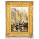 IN THE MANNER OF WILLIAM MULREADY; oil on canvas, Parisian market street scene, apparently unsigned,