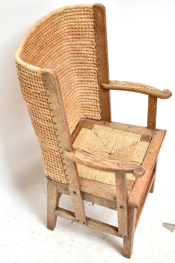 An early 20th century oak framed child's Orkney chair, height 85cm.Additional InformationMinor - Image 2 of 3