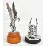 Two chrome car mascots to include Rover Viking head example, height 13cm (2).Additional