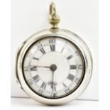 J WOOD OF LONDON; a George II hallmarked silver pair cased key wind fusée pocket watch, the circular