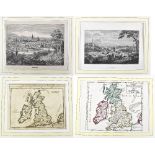 A hand coloured map of France, 16 x 22cm, together with a further sepia map of France and two