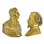 Two late 19th century cast bronze wall plaques modelled as The Duke of Wellington and Benjamin