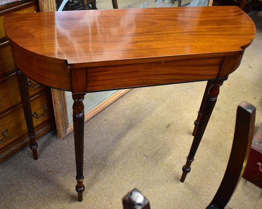 Two reproduction mahogany veneered side tables, the larger example height 81.5cm, length 126cm, - Image 2 of 2