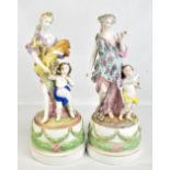 A pair of late 19th century German porcelain figures symbolising Spring and Autumn, both with
