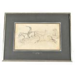 SIR ALFRED JAMES MUNNINGS KCVO PRA RI (1878-1959); pencil study, figures upon horseback leaping a