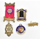 Two silver Masonic jewels, a West Lancashire silver and enamelled Charity Jewel and a Fairfield