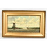JAN KNIKKER: oil on board, Dutch river scene with windmill, signed, 30.5 x 26.5cm, framed.Additional