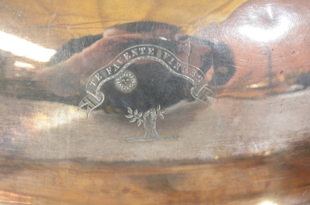 A silver plated meat dish, the associated domed cover with armorial device and motto 'TE FAVENTE - Image 2 of 4