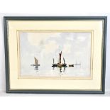 EDWARD WESSON (1910-1983); watercolour, sailing dinghies at rest, signed lower left, 32 x 50.5cm,