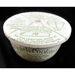 GRIMWADES; an early 20th century transfer printed 'Quick-Cooker' ceramic bowl, diameter of lid 17.