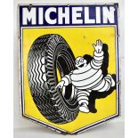 MICHELIN; a pictorial enamel advertising sign of shield form, height 79cm, width 61cm.Additional