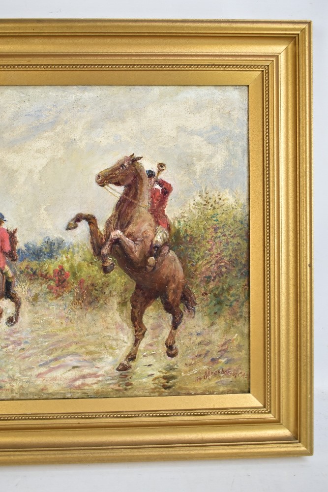 HENRY MEASHAM R.C.A. (1844-1922); oil on canvas, hunting scene, signed and bearing Jays Fine Art - Image 5 of 7