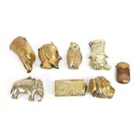 Six Victorian and later novelty vesta cases including an eagle's head example with glass eye (one