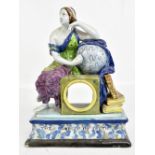 An early 19th century Pearlware pocket watch holder with figural surmount, 'The Godess [sic] of