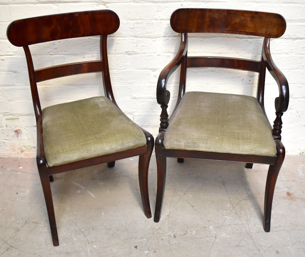 Six Victorian mahogany bar back dining chairs with drop in seats (5+1). Additional