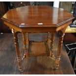 A late Victorian mahogany octagonal topped occasional table, height 73cm, diameter 76cm.Additional