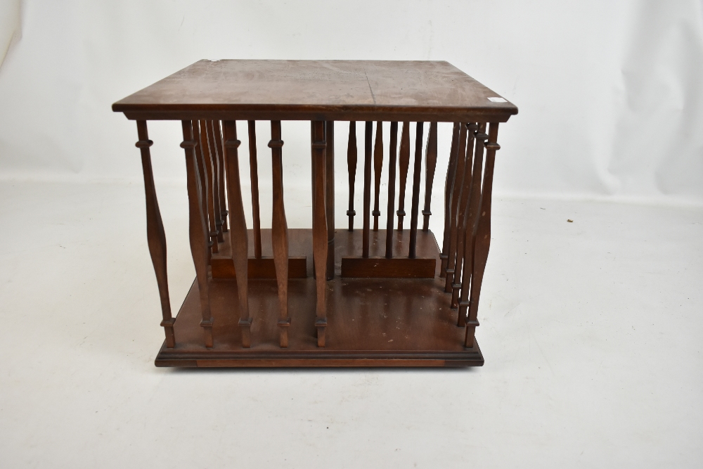 An Edwardian mahogany tabletop revolving bookcase, height 32cm, diameter 39.5cm.Additional - Image 4 of 5