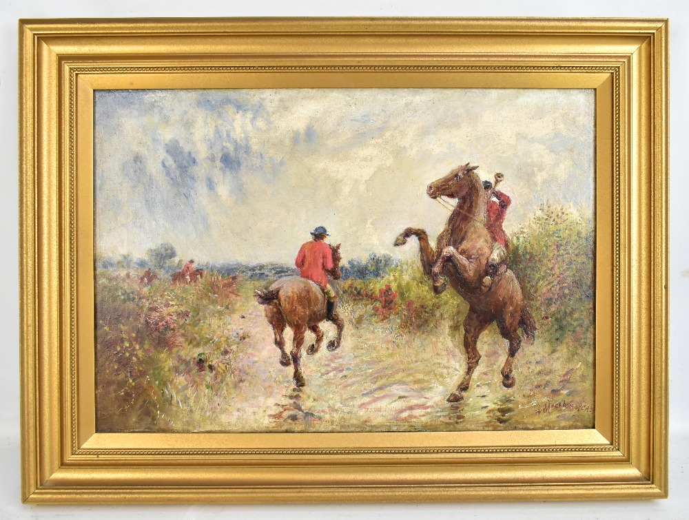 HENRY MEASHAM R.C.A. (1844-1922); oil on canvas, hunting scene, signed and bearing Jays Fine Art
