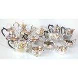 A group of silver plated part tea services including Birks Regency Plate four part tea service