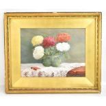 H HIGHAM; oil on board, still life, signed lower right, 30 x 39cm, framed and glazed.Additional