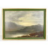 19TH CENTURY ENGLISH SCHOOL; oil on board, mountainous loch landscape, unsigned 30 x 44cm, framed.