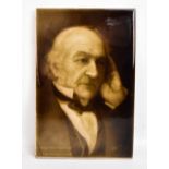 SHERWIN & COTTON; a ceramic tile depicting William Gladstone from a portrait by HS Mendelssohn,