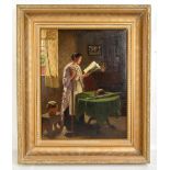HAYNES KING (1831-1904); oil on canvas, 'The Morning Paper', signed, and inscribed on label verso,