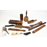 A mixed lot of assorted 19th century and later collectables including various treen items, plumb