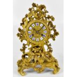 RAINGO FRERES; a mid 19th century French ormolu mantel clock with applied scrolling and floral