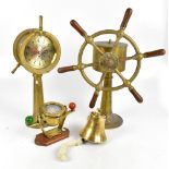 JOHN HASTIE & CO LTD ENGINEERS OF GREENOCK; a brass ship's steering station, height 54.5cm, and a
