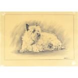 FRANKLIN BROOK VOSS (1880-1953); charcoal sketch, 'Yorkshire Terrier', signed, 21 x 33.25cm,