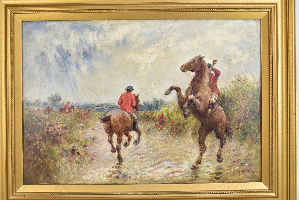 HENRY MEASHAM R.C.A. (1844-1922); oil on canvas, hunting scene, signed and bearing Jays Fine Art - Image 2 of 7
